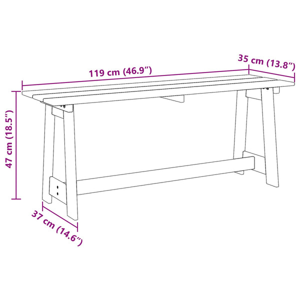 Ulkopenkki Ruskea 119 x 37 x 47 cm Massiivinen mänty