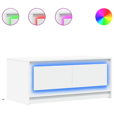 Valkoinen sohvapöytä led-valoilla Vedad (puinen)