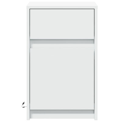 Valkoinen yöpöytä led-valoilla Tg (2 kpl puinen)