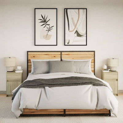 Yöpöytä led-valoilla Tg (2 kpl sonoma-tammi puinen)