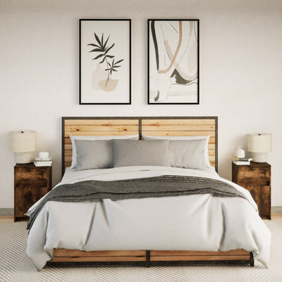 Yöpöytä led-valoilla Tg (2 kpl savutammi puinen)