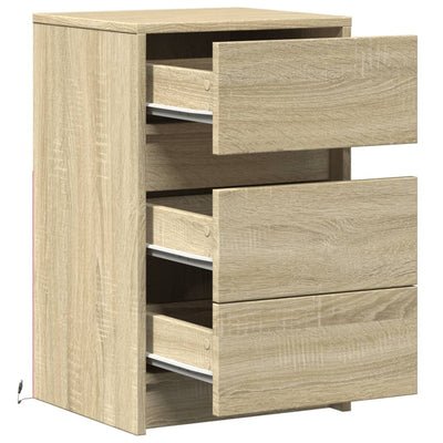 Yöpöytä led-valoilla Bulz (sonoma-tammi puinen)