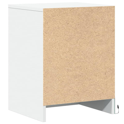 Valkoinen yöpöytä led-valoilla Timpu (puinen)