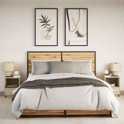 Yöpöytä led-valoilla Timpu (2 kpl sonoma-tammi puinen)