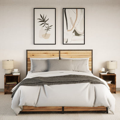 Yöpöytä led-valoilla Timpu (2 kpl savutammi puinen)