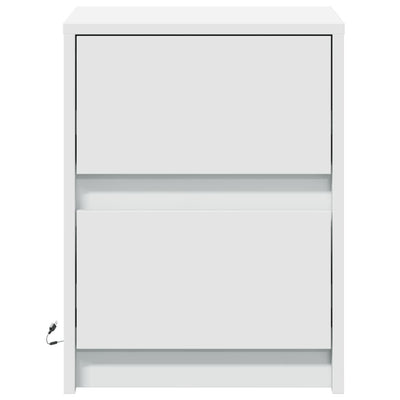 Valkoinen yöpöytä led-valoilla Hanibal (2 kpl puinen)