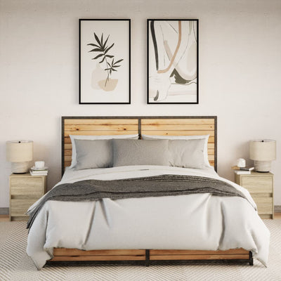 Yöpöytä led-valoilla Hanibal (2 kpl sonoma-tammi puinen)