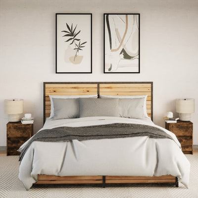 Yöpöytä led-valoilla Hanibal (2 kpl savutammi puinen)