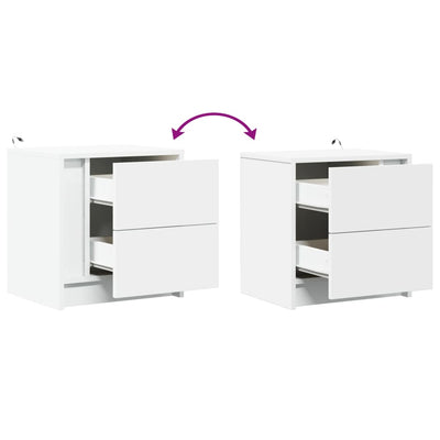 Valkoinen yöpöytä led-valoilla Tanja (puinen)