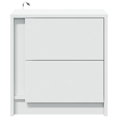 Valkoinen yöpöytä led-valoilla Tanja (2 kpl puinen)