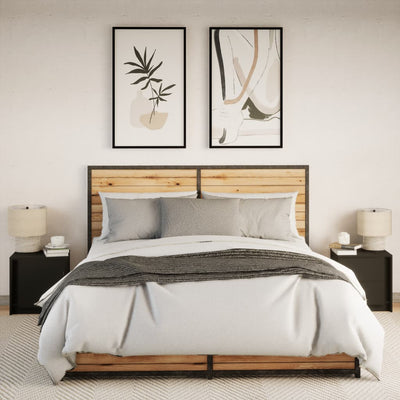 Musta yöpöytä led-valoilla Tanja (2 kpl puinen)