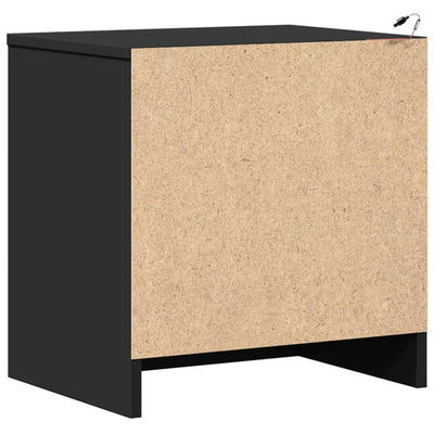 Musta yöpöytä led-valoilla Tanja (2 kpl puinen)