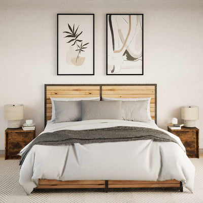 Yöpöytä led-valoilla Tanja (2 kpl savutammi puinen)