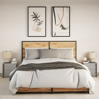 Harmaa yöpöytä led-valoilla Tanja (2 kpl sonoma puinen)