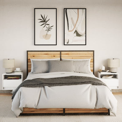 Valkoinen seinäkiinnitettävät yöpöydät led-valoilla Sazil (2 kpl)