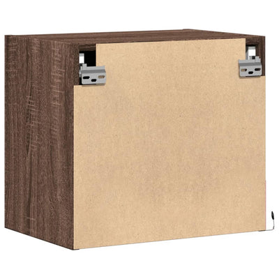 Ruskea seinäkiinnitettävä yöpöytä Neofit (led-valoilla tammi)