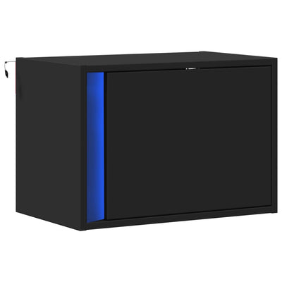 Musta seinäkiinnitettävä yöpöytä Ananda (led-valoilla)