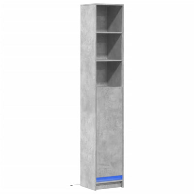 Senkki LED-valoilla betoninharmaa 36x32,5x200 cm tekninen puu