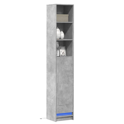Senkki LED-valoilla betoninharmaa 36x32,5x200 cm tekninen puu