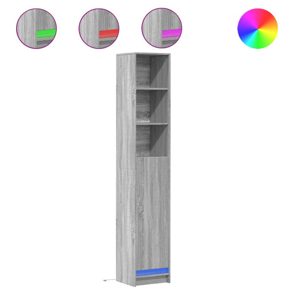 Harmaa senkki led-valoilla Marcedonia 36x32,5x200cm (puinen)