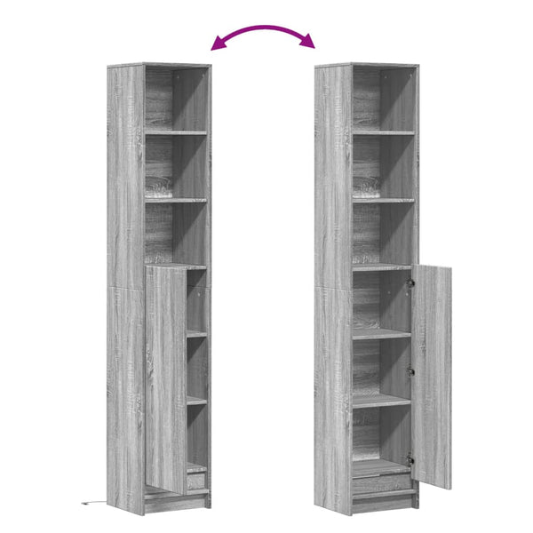 Harmaa senkki led-valoilla Marcedonia 36x32,5x200cm (puinen)