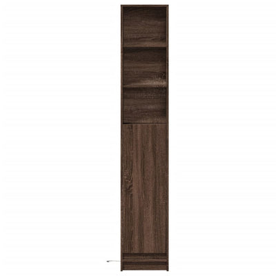 Senkki LED-valoilla ruskea tammi 36x32,5x200 cm tekninen puu