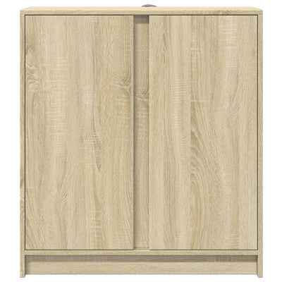 Senkki LED-valoilla Sonoma-tammi 77x34x85 cm tekninen puu