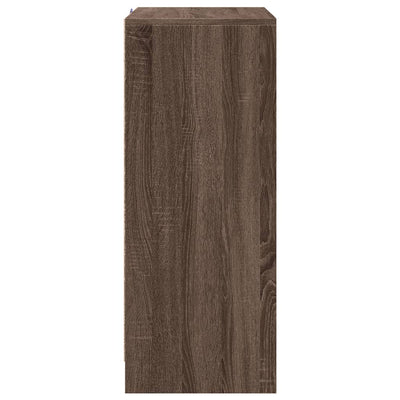 Senkki LED-valoilla ruskea tammi 77x34x85 cm tekninen puu