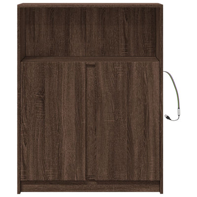 Senkki LED-valoilla ruskea tammi 77x34x100 cm tekninen puu