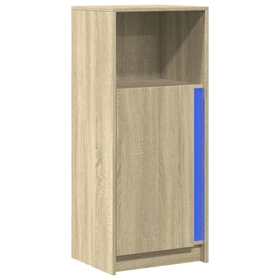 Senkki LED-valoilla Sonoma-tammi 42,5x34x100 cm tekninen puu