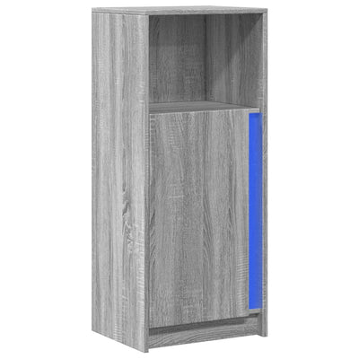 Senkki LED-valoilla harmaa Sonoma 42,5x34x100 cm tekninen puu