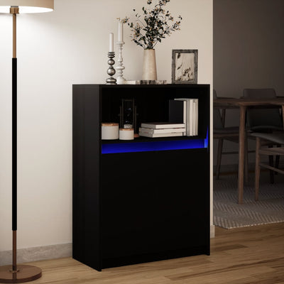 Senkki LED-valoilla musta 72x34x100 cm tekninen puu