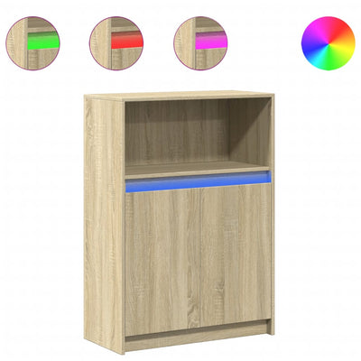 Senkki LED-valoilla Sonoma-tammi 72x34x100 cm tekninen puu