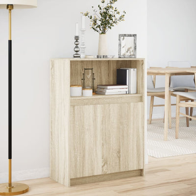 Senkki LED-valoilla Sonoma-tammi 72x34x100 cm tekninen puu