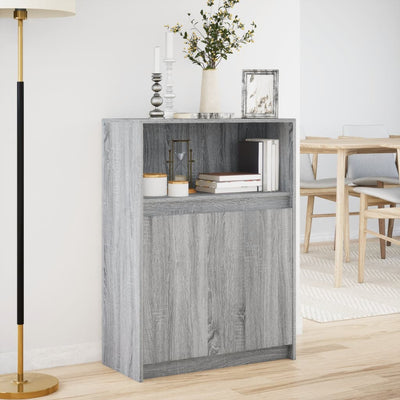 Senkki LED-valoilla harmaa Sonoma 72x34x100 cm tekninen puu