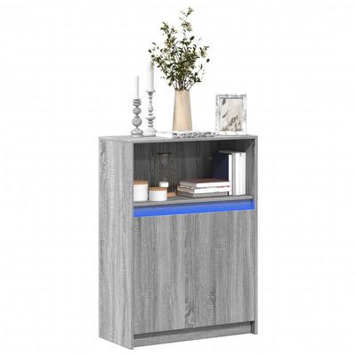 Senkki LED-valoilla harmaa Sonoma 72x34x100 cm tekninen puu