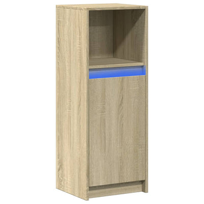 Senkki LED-valoilla Sonoma-tammi 38x34x100 cm tekninen puu