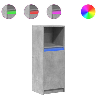 Senkki LED-valoilla betoninharmaa 38x34x100 cm tekninen puu
