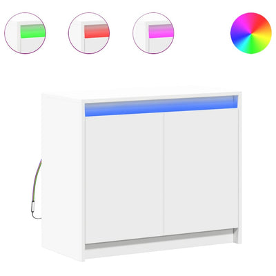 Senkki LED-valoilla valkoinen 72x34x61 cm tekninen puu