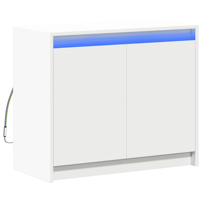 Senkki LED-valoilla valkoinen 72x34x61 cm tekninen puu