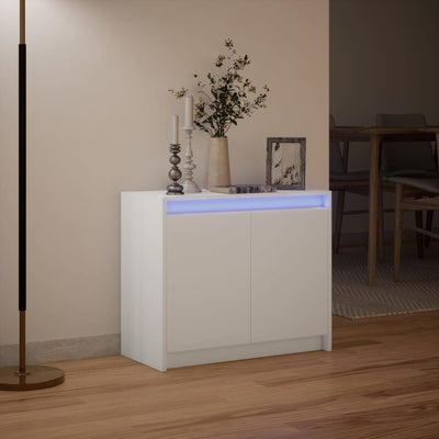 Senkki LED-valoilla valkoinen 72x34x61 cm tekninen puu