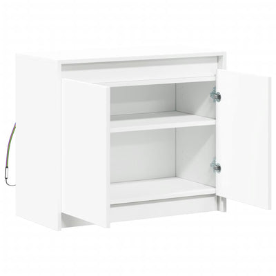 Senkki LED-valoilla valkoinen 72x34x61 cm tekninen puu