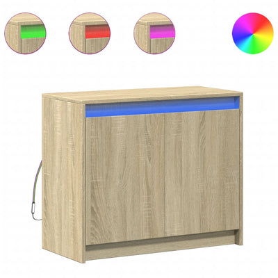 Senkki LED-valoilla Sonoma-tammi 72x34x61 cm tekninen puu