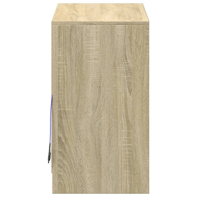 Senkki LED-valoilla Sonoma-tammi 72x34x61 cm tekninen puu