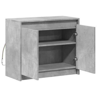 Senkki LED-valoilla betoninharmaa 72x34x61 cm tekninen puu