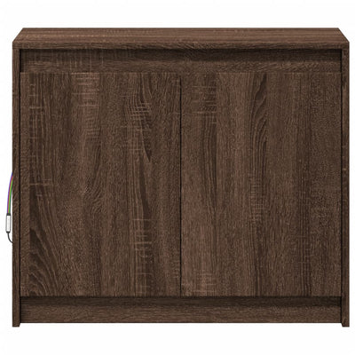 Senkki LED-valoilla ruskea tammi 72x34x61 cm tekninen puu