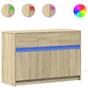TV-taso LED-valoilla Sonoma-tammi 91x34x61 cm tekninen puu