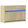 TV-taso LED-valoilla Sonoma-tammi 91x34x61 cm tekninen puu