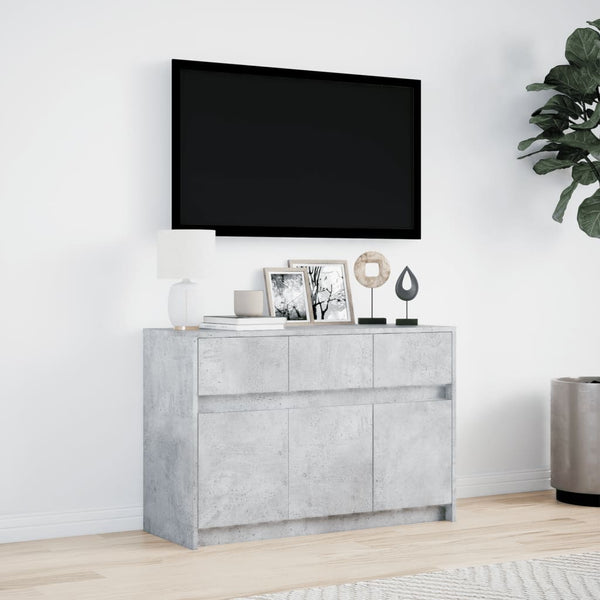 TV-taso LED-valoilla betoninharmaa 91x34x61 cm tekninen puu