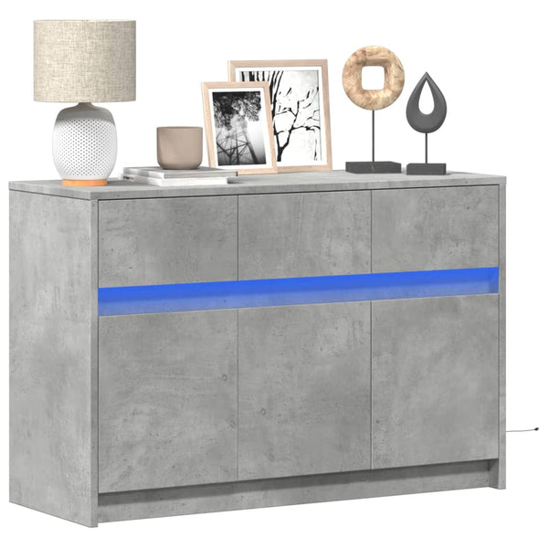 TV-taso LED-valoilla betoninharmaa 91x34x61 cm tekninen puu